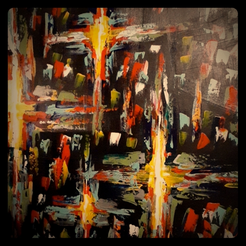 One of a kind handpainted abstract Art.